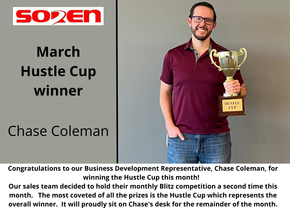 Congratulations to Chase Coleman for winning the second March Sales Blitz!